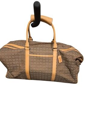 Coach Brown Signature Canvas Duffel with Tan Leather Accents with Strap